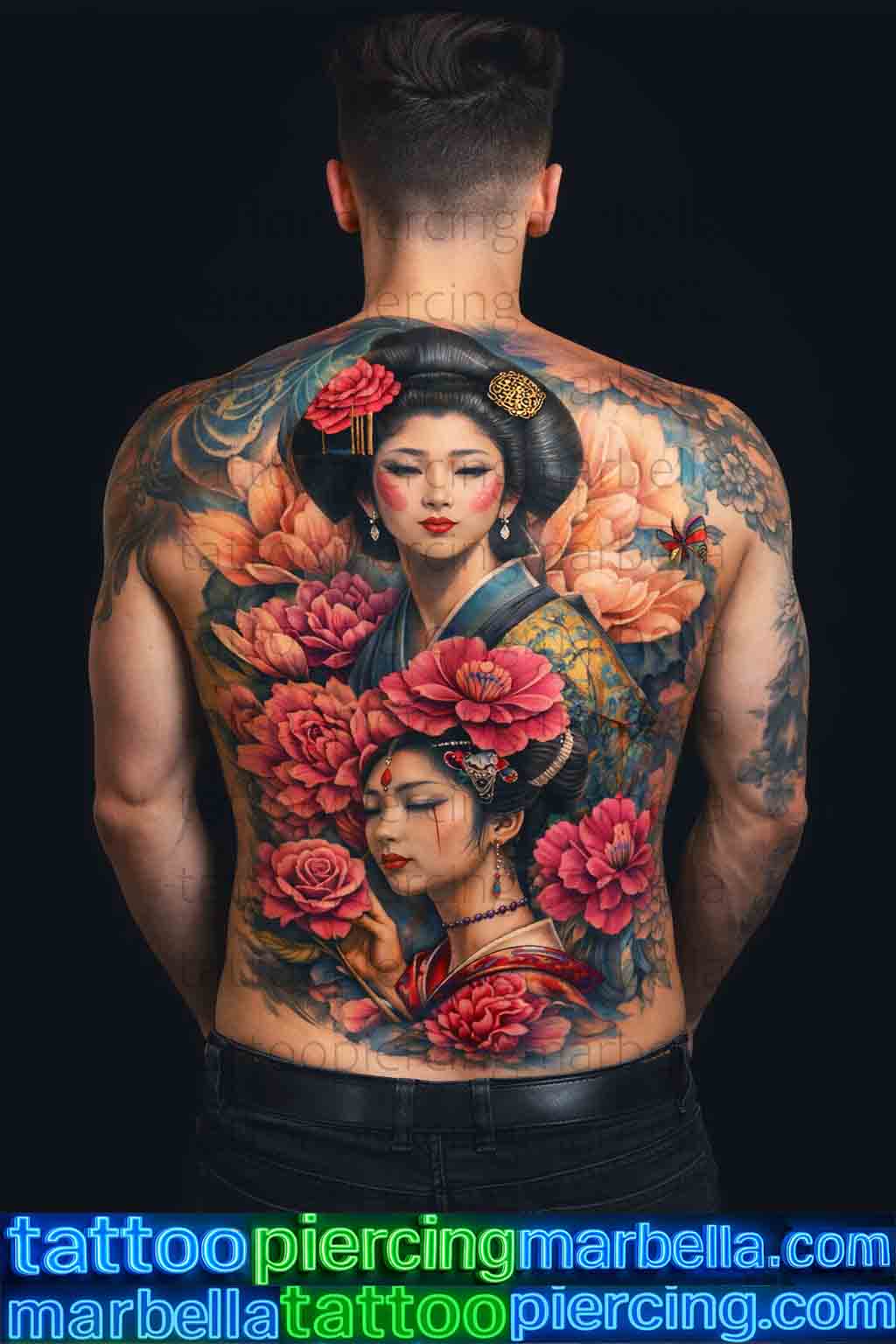 espalda geisha watercolor hyperrealista copia